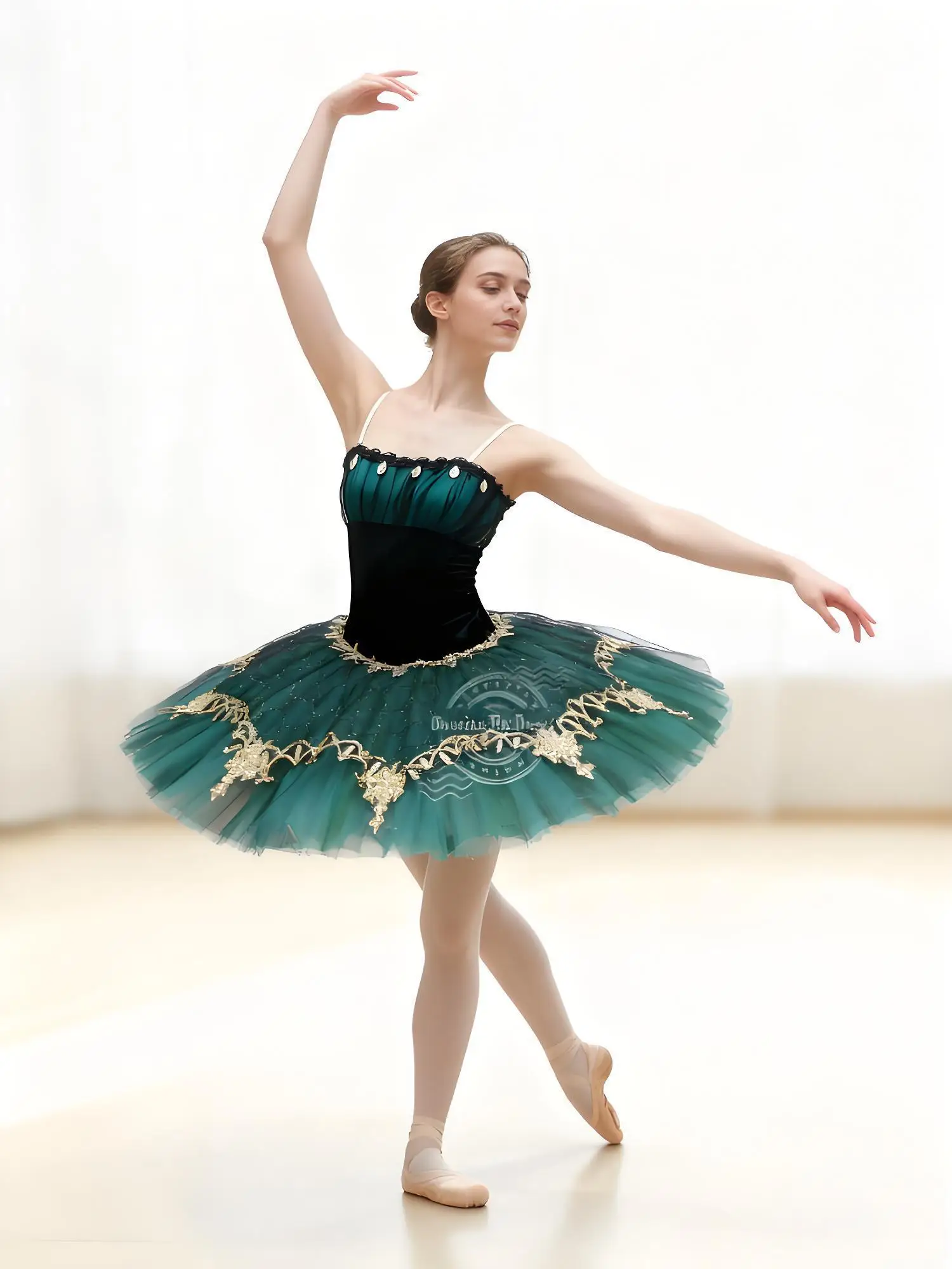 Teal Strapless Ballet Tutu Dress with Gold Appliqués Black And Teal Ballet Tutu with Gold Embellishments for Women 
Teal Strapless Ballet Tutu Dress with Gold Appliqués Black And Teal Ballet Tutu with Gold Embellishments for Women