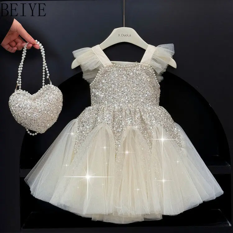 Girls Party Dresses Spaghetti Strap Flutter Sleeve Dress New Summer Princess Dress for Kids 2026 Sequin Mesh Girls' Tank Dress
Girls Party Dresses Spaghetti Strap Flutter Sleeve Dress New Summer Princess Dress for Kids 2026 Sequin Mesh Girls' Tank Dress