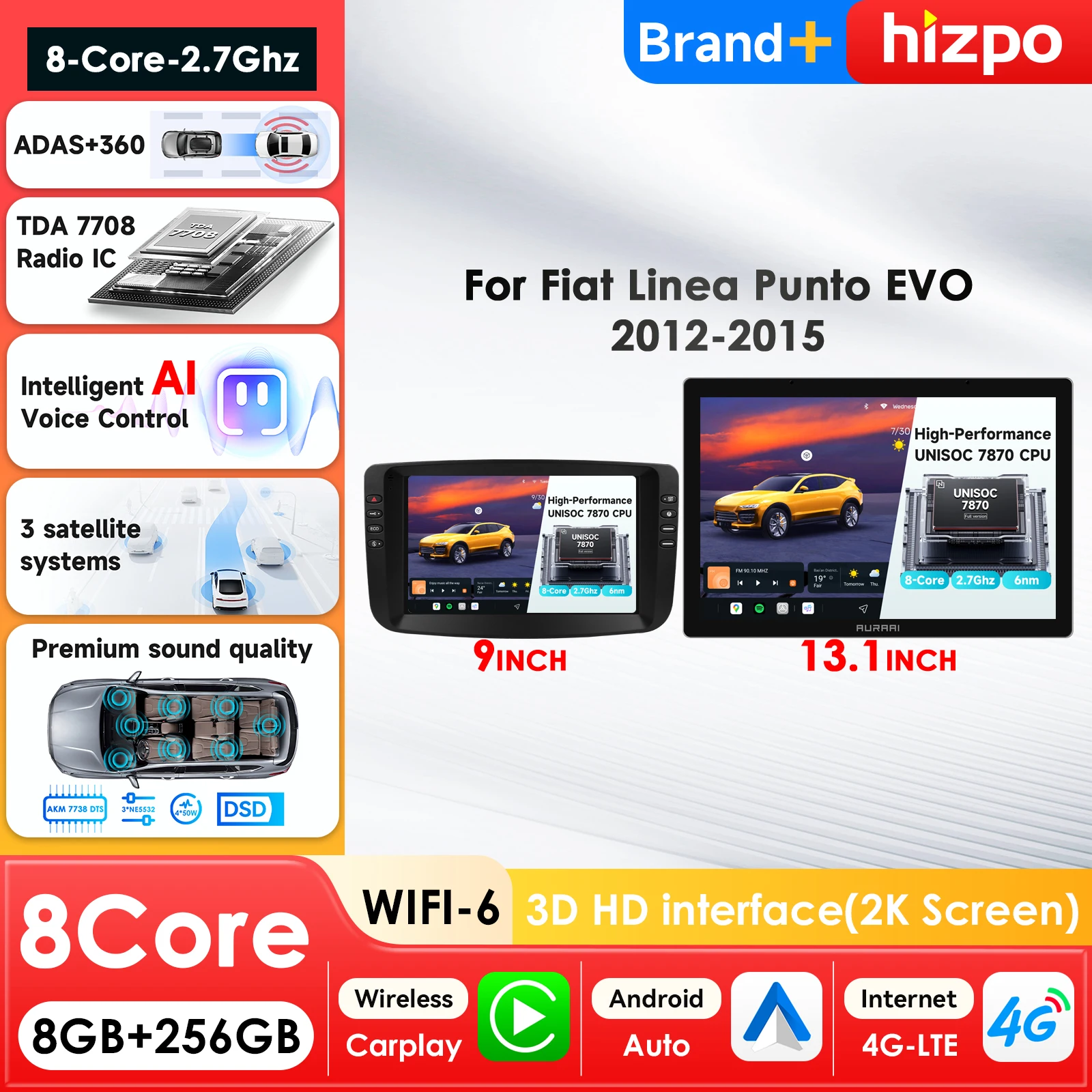 AURA AI Intelligent Systems 7870 GPS 2K QLED Carplay Android Auto Car Radio for Fiat Linea 2012 - 2015 Fiat Punto EVO Multimedia
AURA AI Intelligent Systems 7870 GPS 2K QLED Carplay Android Auto Car Radio for Fiat Linea 2012 - 2015 Fiat Punto EVO Multimedia