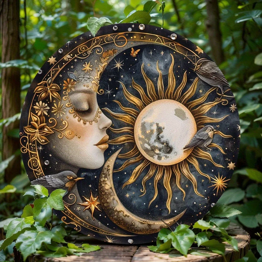 Sun and Moon Wreath Sign - Beautifully Crafted Round Aluminum Metal Decor for Home, Cafe, Living Room Wall Decoration
Sun and Moon Wreath Sign - Beautifully Crafted Round Aluminum Metal Decor for Home, Cafe, Living Room Wall Decoration