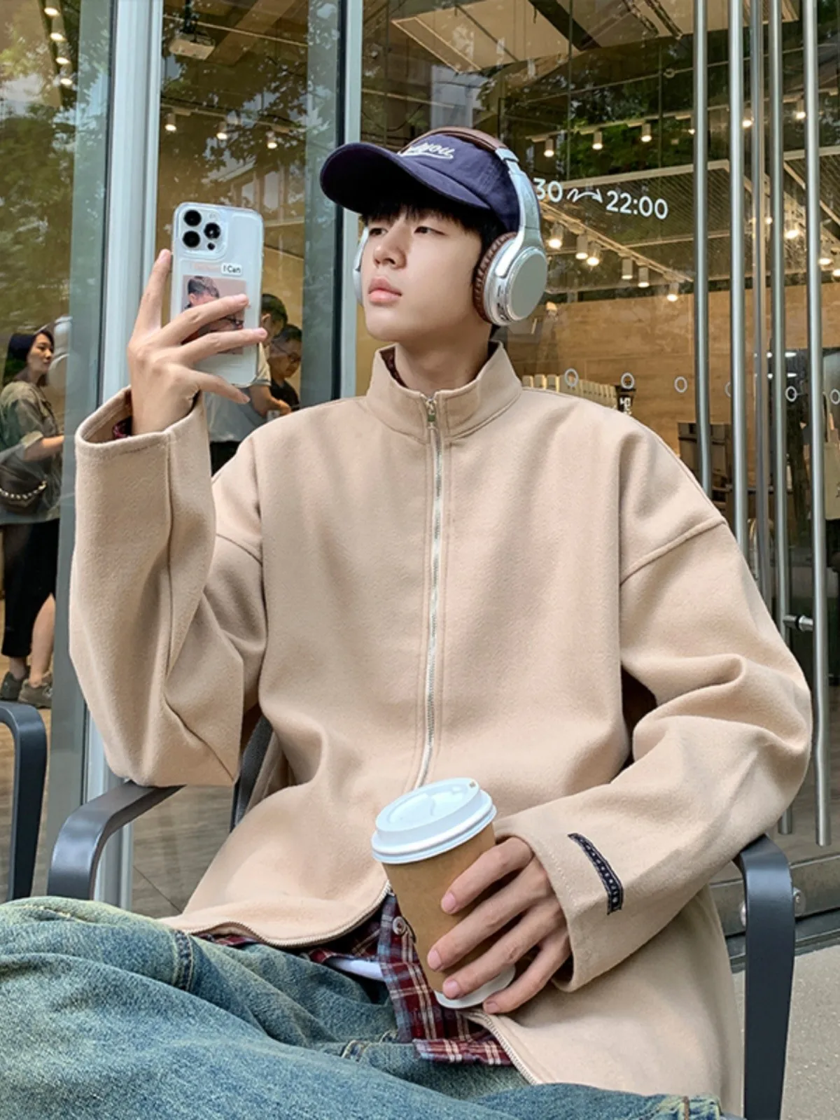 Double Zipper Stand Collar Jaet Men's Loose Haome Woolen Coat American Trendy Couple's Woolen Top Youth ular Long Sve
Double Zipper Stand Collar Jaet Men's Loose Haome Woolen Coat American Trendy Couple's Woolen Top Youth ular Long Sve