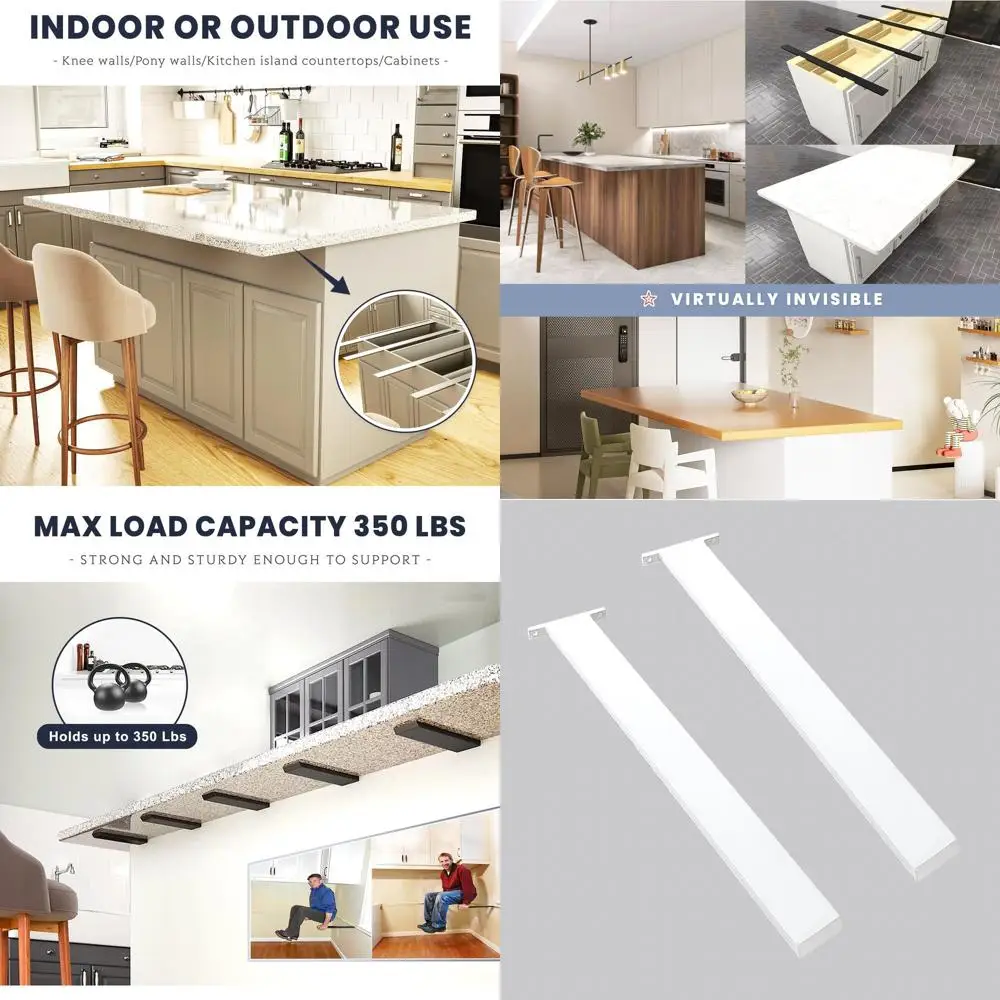 White 2-Pack 18 Inch Heavy Duty Island Countertop Support Brackets for Granite, Quartz, and Wood
White 2-Pack 18 Inch Heavy Duty Island Countertop Support Brackets for Granite, Quartz, and Wood