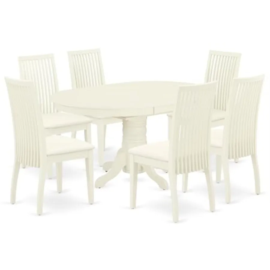 AVIP7-LWH-C 7 Piece Kitchen Table and Chairs Set Consist of an Oval Dining Room Table with Butterfly Leaf and 6 Linen Fabric Up
AVIP7-LWH-C 7 Piece Kitchen Table and Chairs Set Consist of an Oval Dining Room Table with Butterfly Leaf and 6 Linen Fabric Up