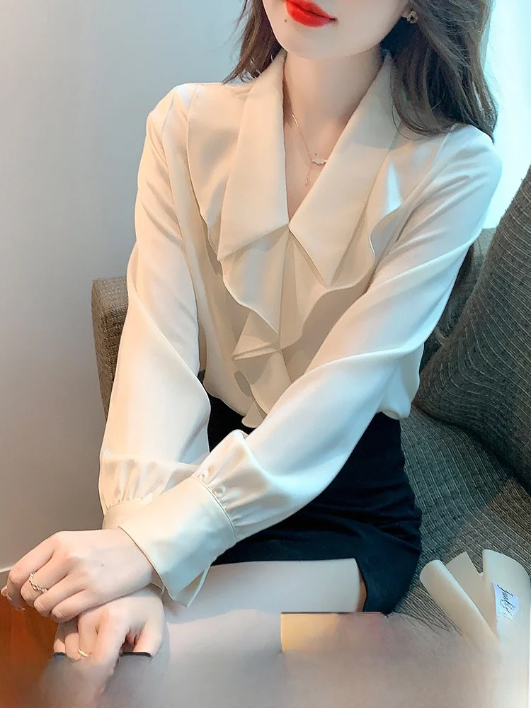 Fashionable Long Sleeve Chiffon Shirt Women's Spring Autumn New Style Elegant Top Korean Version Straight Cut Button Detail
Fashionable Long Sleeve Chiffon Shirt Women's Spring Autumn New Style Elegant Top Korean Version Straight Cut Button Detail