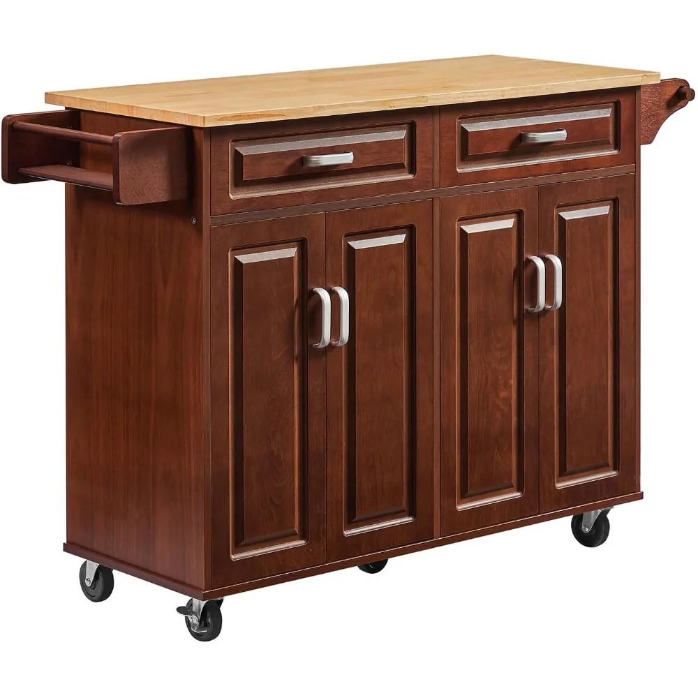 Walnut 54" Rolling Kitchen Island On Wheels, Large Kitchen Cart With Storage Cabinet, Portable Wood Island Table With 2 Drawers
Walnut 54" Rolling Kitchen Island On Wheels, Large Kitchen Cart With Storage Cabinet, Portable Wood Island Table With 2 Drawers