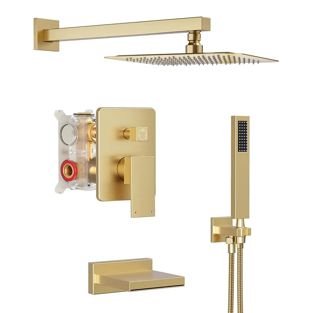 Gold Shower System with Tub Spout, All Metal Tub Shower Faucet Set with 10\ Rain Shower Head and Handheld Spray combo, Wall M
Gold Shower System with Tub Spout, All Metal Tub Shower Faucet Set with 10\ Rain Shower Head and Handheld Spray combo, Wall M