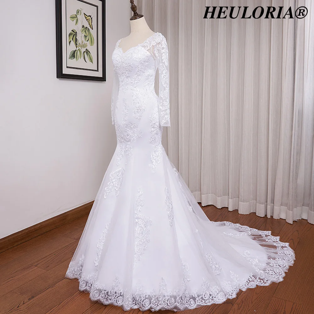 HEULORIA Mermaid Wedding Dresses long Sleeve sweetheart lace applique beading Bride Dress Robe de mariage customize
HEULORIA Mermaid Wedding Dresses long Sleeve sweetheart lace applique beading Bride Dress Robe de mariage customize