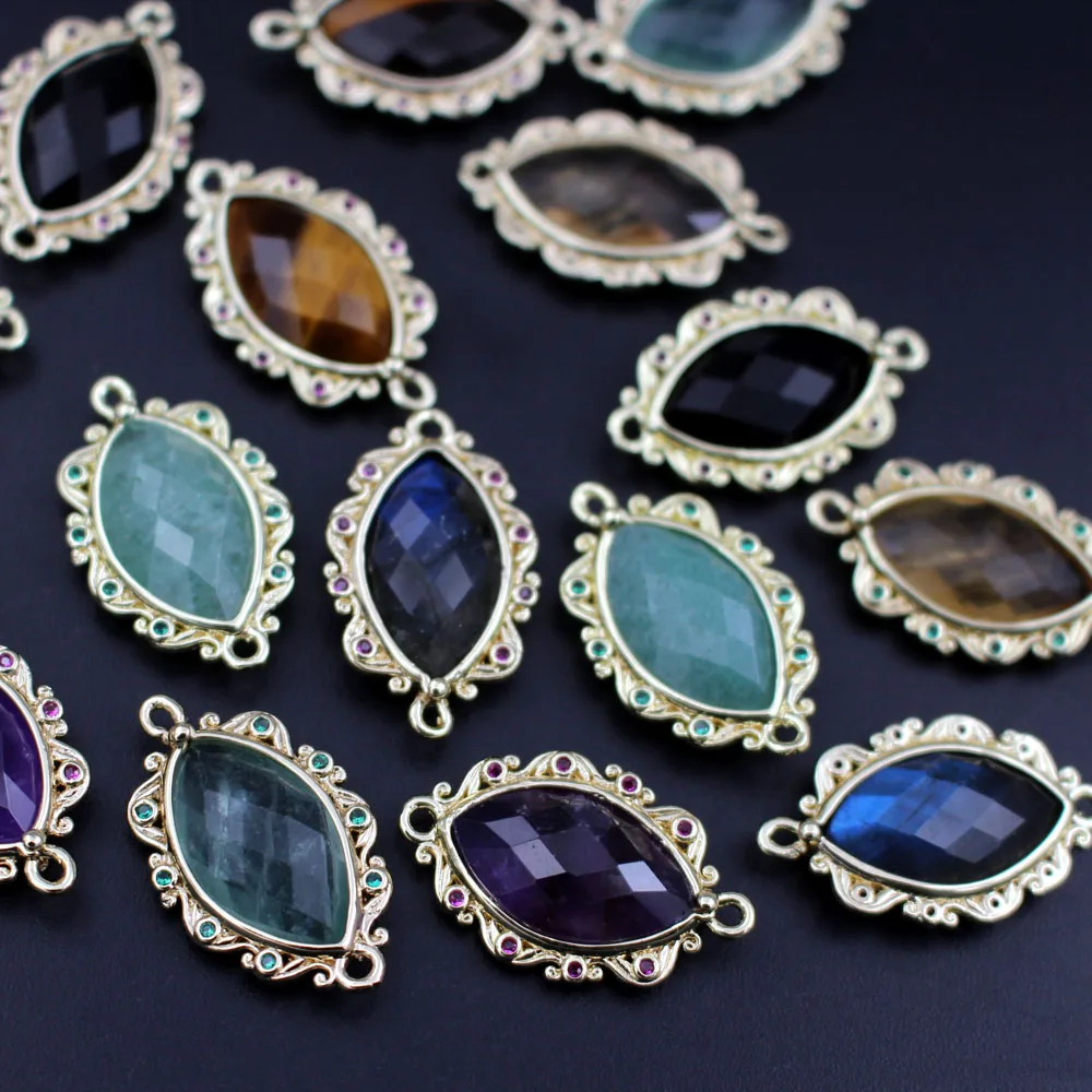 10pcs Faceted Natural White Quartz Amethyst Fluorite Stone CZ Charms Double Hole Connectors Pendant Marquise Shape DIY Crafts
10pcs Faceted Natural White Quartz Amethyst Fluorite Stone CZ Charms Double Hole Connectors Pendant Marquise Shape DIY Crafts