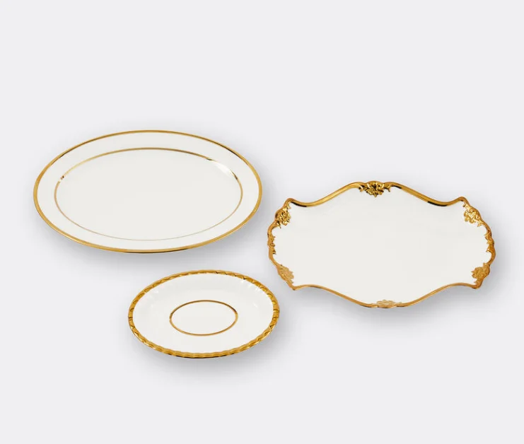 'Golden Finds' assorted platter set, three pieces, white
'Golden Finds' assorted platter set, three pieces, white