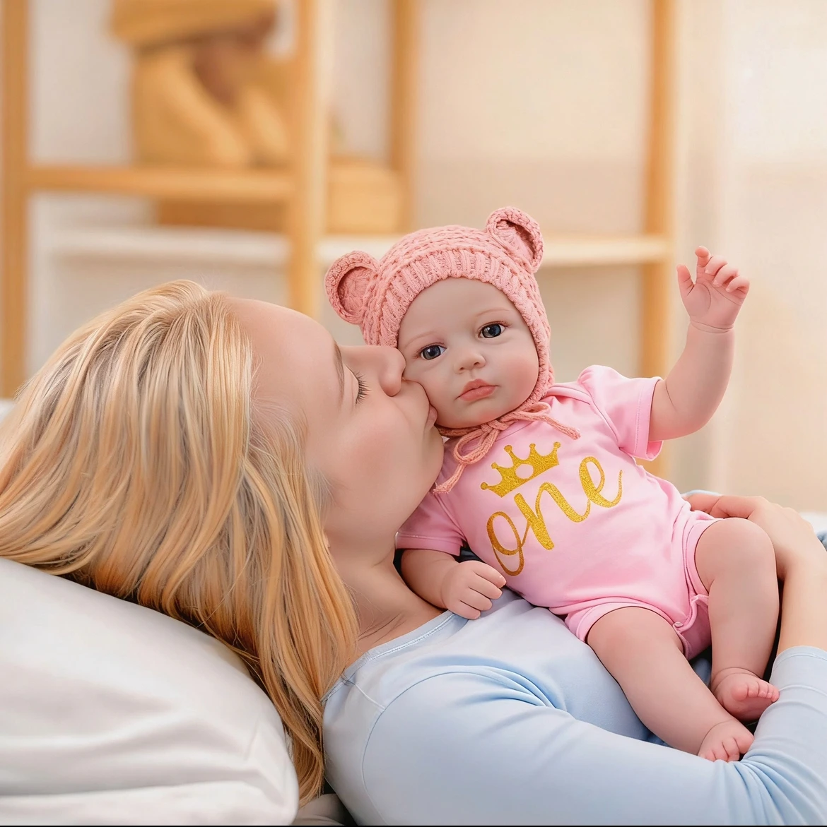 48CM Reborn Doll in Ears Hat & Crown Jumpsuit, Ultra-Soft Realistic Newborn Baby Doll, A Snuggly Bundle of Joy for Christmas
48CM Reborn Doll in Ears Hat & Crown Jumpsuit, Ultra-Soft Realistic Newborn Baby Doll, A Snuggly Bundle of Joy for Christmas