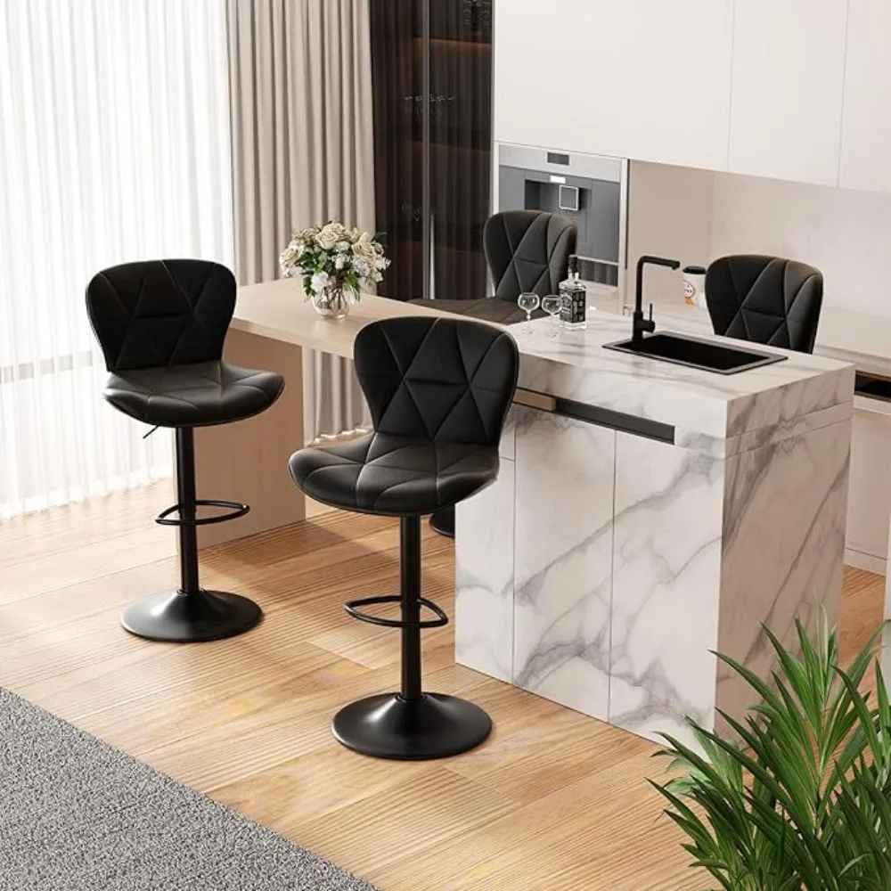 Bar Stools Set of 4,Adjustable Faux Leather Upholstered Swivel Bar Stools,Counter Height Bar Chairs with Back for Kitchen Island
Bar Stools Set of 4,Adjustable Faux Leather Upholstered Swivel Bar Stools,Counter Height Bar Chairs with Back for Kitchen Island