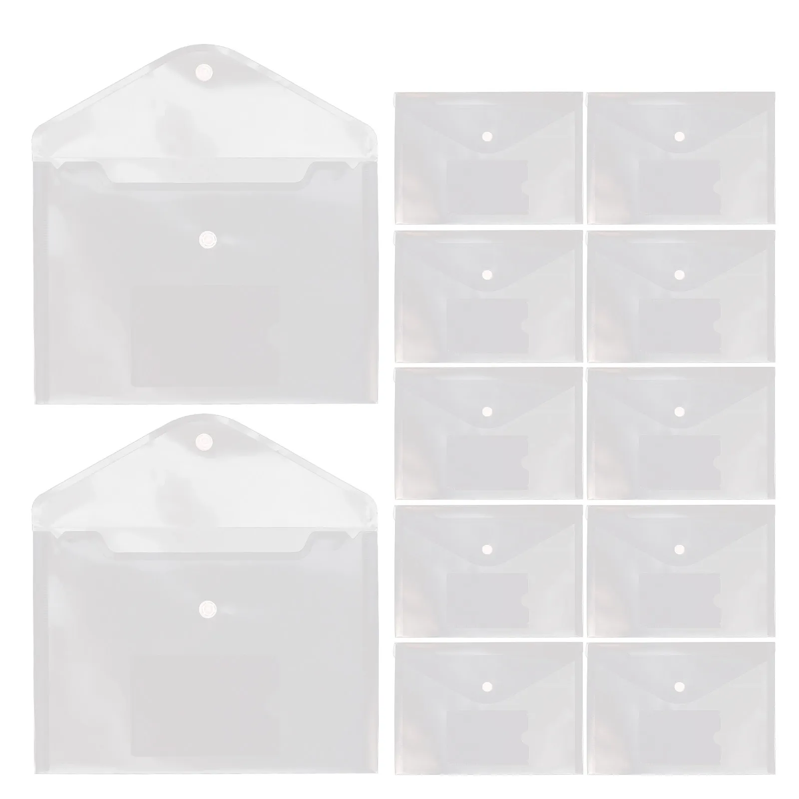 12Pcs Transparent Document Organizer File Bags Snap Button Large Capacity Document Storage Organizer Office Receipt Folder Paper
12Pcs Transparent Document Organizer File Bags Snap Button Large Capacity Document Storage Organizer Office Receipt Folder Paper
