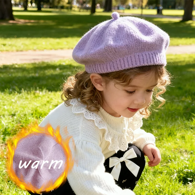 Cute Baby Knitted Beret Hat Solid Color Children's Warm Hats Autumn Winter Cap For Kids Outdoor Bonnet Accessories
Cute Baby Knitted Beret Hat Solid Color Children's Warm Hats Autumn Winter Cap For Kids Outdoor Bonnet Accessories
