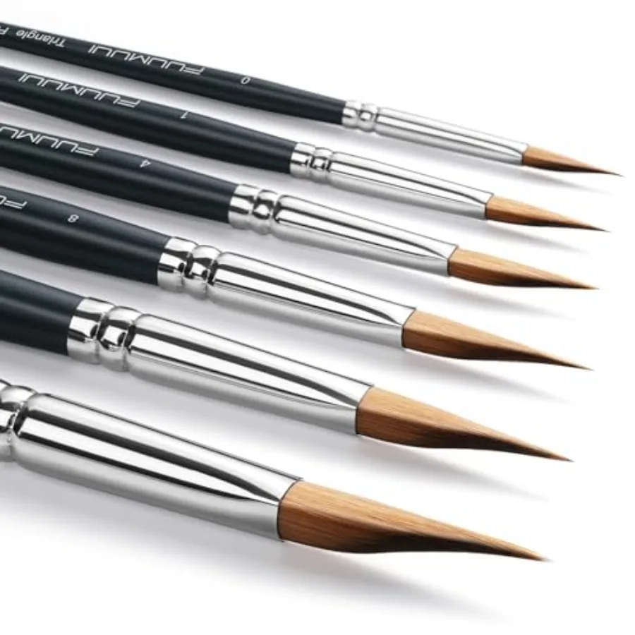Triangle Wedge Paint Brushes Set 6pcs Precision Pointed Pinstriping Professional Synthetic Brush for Watercolor, Gouache Short
Triangle Wedge Paint Brushes Set 6pcs Precision Pointed Pinstriping Professional Synthetic Brush for Watercolor, Gouache Short