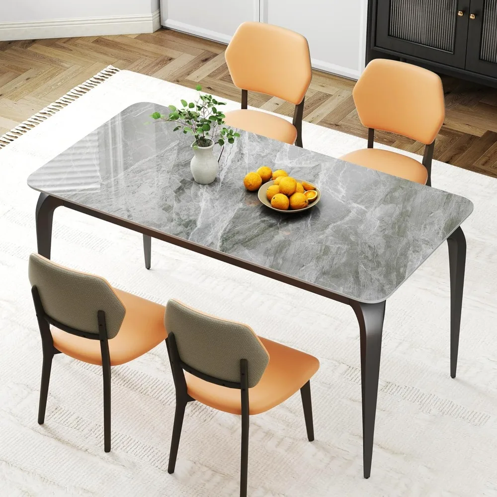 Dining Table, Sintered Stone Kitchen Table, 55'' Grey Modern Rectangular Slate Patio Table with Metal Legs
Dining Table, Sintered Stone Kitchen Table, 55'' Grey Modern Rectangular Slate Patio Table with Metal Legs