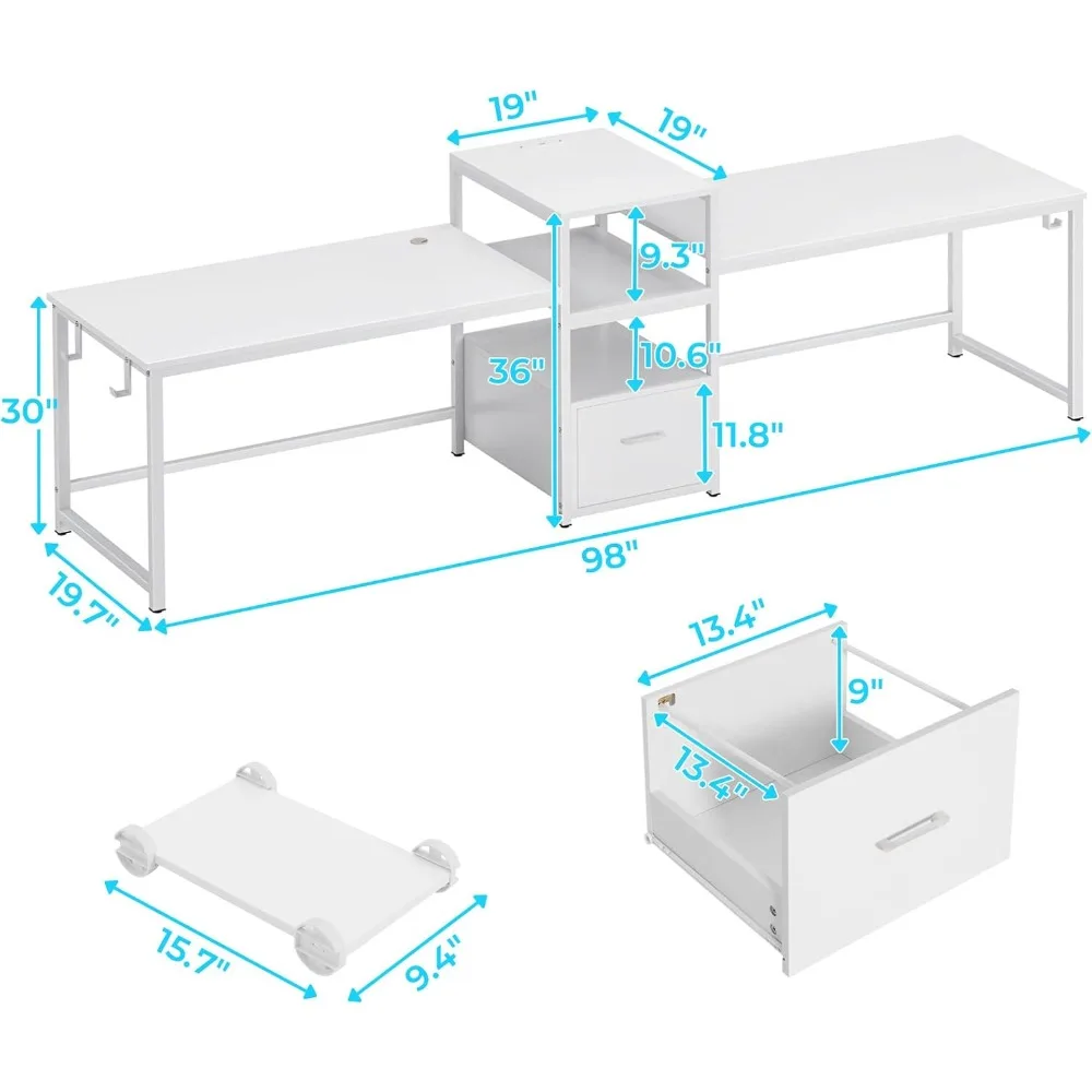 Desk with Letter/ File Drawer & Power Strip, Long Desk with Storage, Printer Shelf & Monitor Stand
Desk with Letter/ File Drawer & Power Strip, Long Desk with Storage, Printer Shelf & Monitor Stand