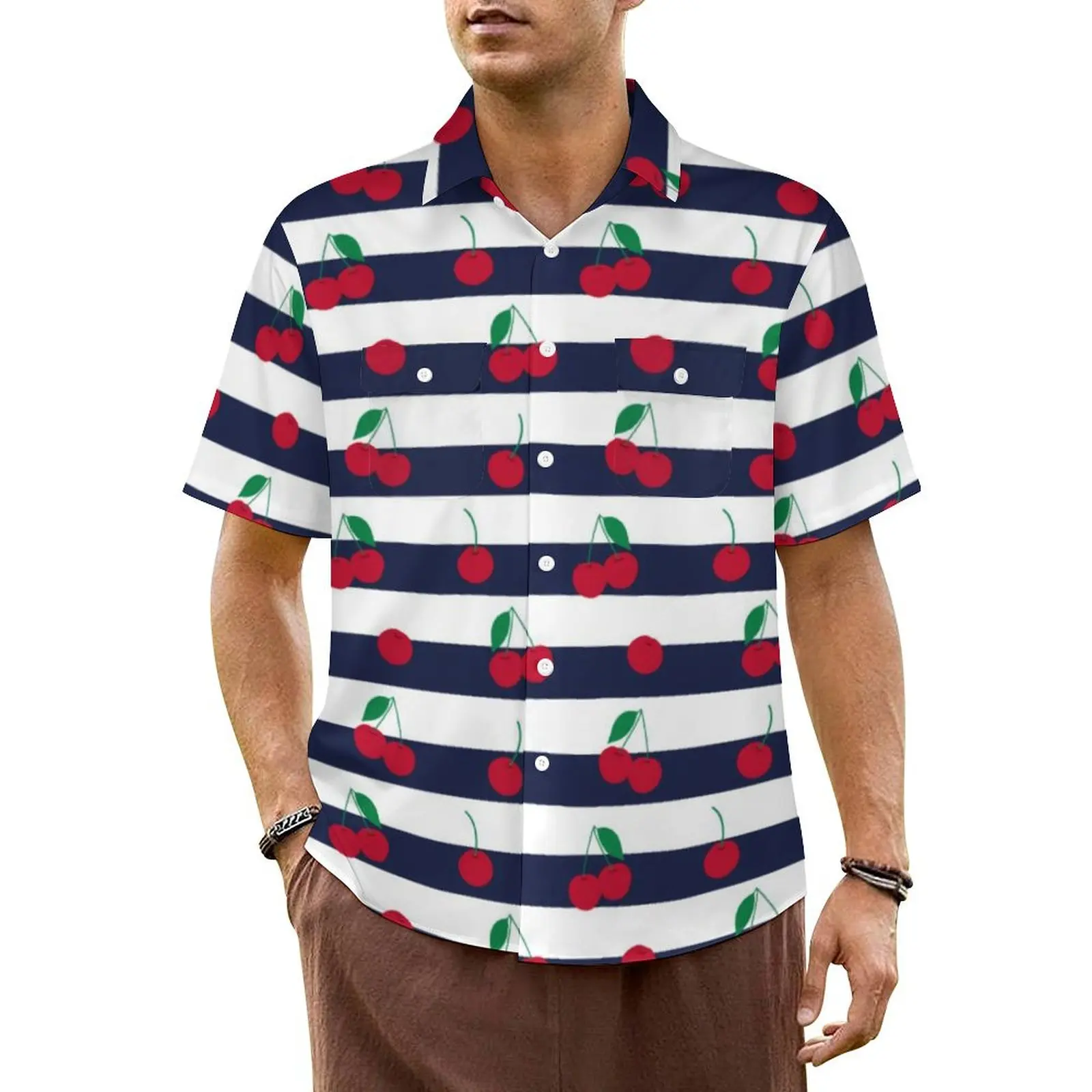 Cute Cherry Casual Shirt Black Striped Print Cool Summer Shirts Man Short-Sleeved Beach Streetwear Custom DIY Oversized Blouses
Cute Cherry Casual Shirt Black Striped Print Cool Summer Shirts Man Short-Sleeved Beach Streetwear Custom DIY Oversized Blouses