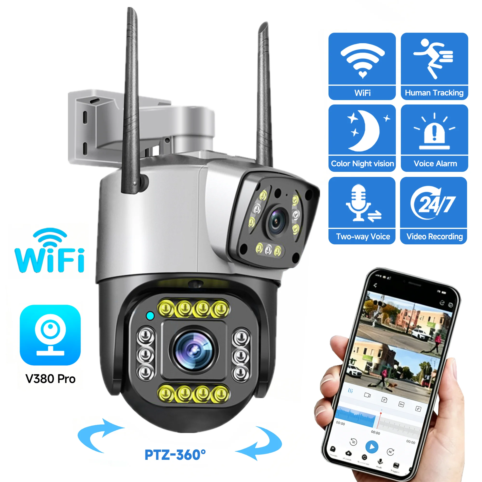3MP 2k dual lens security camera, motion detection, two-way voice intercom, alarm image push, indoor WiFi security camera
3MP 2k dual lens security camera, motion detection, two-way voice intercom, alarm image push, indoor WiFi security camera