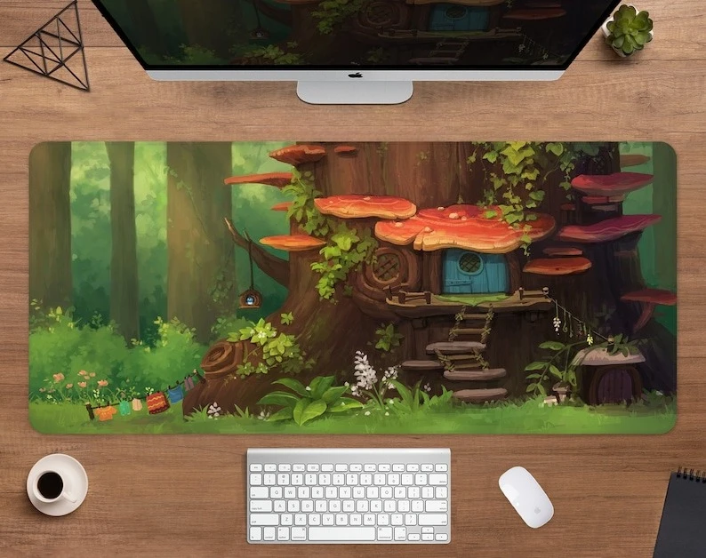 Коврик для мыши Fairy Home Cottagecore, милый грибной лес, зеленый домик на дереве, коврик для мыши Fairycore Witchy, игровой настольный коврик 
Коврик для мыши Fairy Home Cottagecore, милый грибной лес, зеленый домик на дереве, коврик для мыши Fairycore Witchy, игровой настольный коврик