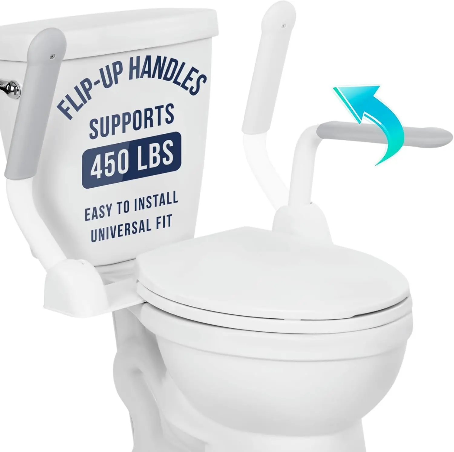 Toilet Safety Rail with Flip-Up Handles - 450 lb Capacity for Elderly & Disabled
Toilet Safety Rail with Flip-Up Handles - 450 lb Capacity for Elderly & Disabled