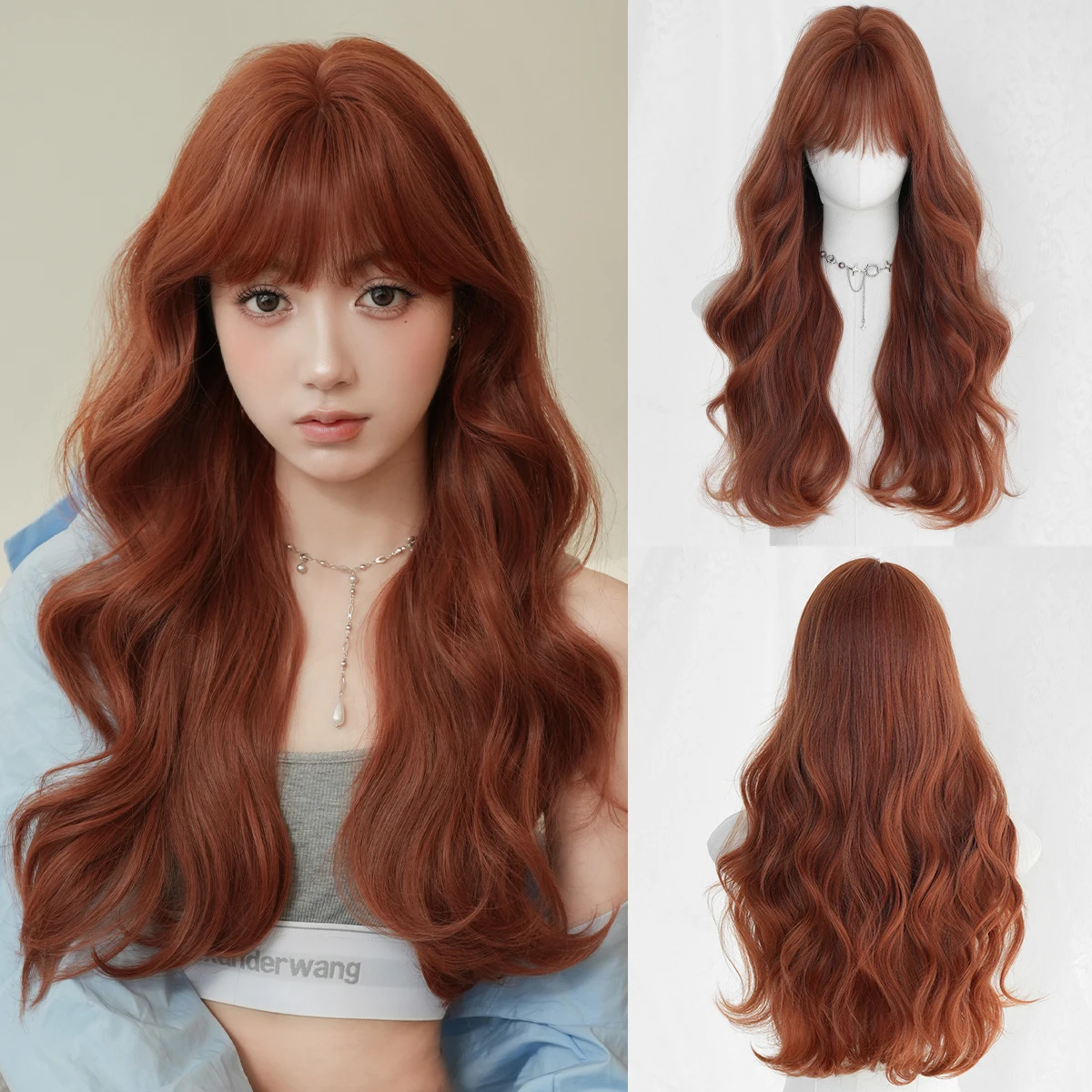 Deep Orange Long Wave Wig For Women Elegant Fluffy Curly Wigs With, Silk Synthetic Heat-Resistant Fiber Hairpiece For Daily Use
Deep Orange Long Wave Wig For Women Elegant Fluffy Curly Wigs With, Silk Synthetic Heat-Resistant Fiber Hairpiece For Daily Use