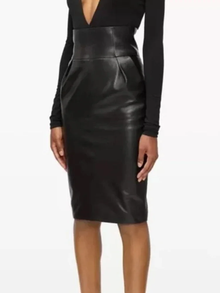Women Matte Faux Leather Mid Pencil Skirts Chic Splicing PU Office Ladies Knee Length Skirt Party Club Entertainment New Custom
Women Matte Faux Leather Mid Pencil Skirts Chic Splicing PU Office Ladies Knee Length Skirt Party Club Entertainment New Custom