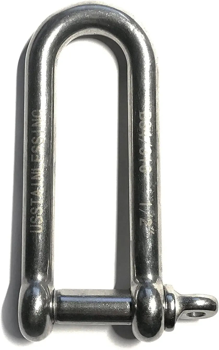 316 Stainless Steel Long D Shackle 1/2" for Marine Use with 3520lbs Safe Working Load
316 Stainless Steel Long D Shackle 1/2" for Marine Use with 3520lbs Safe Working Load