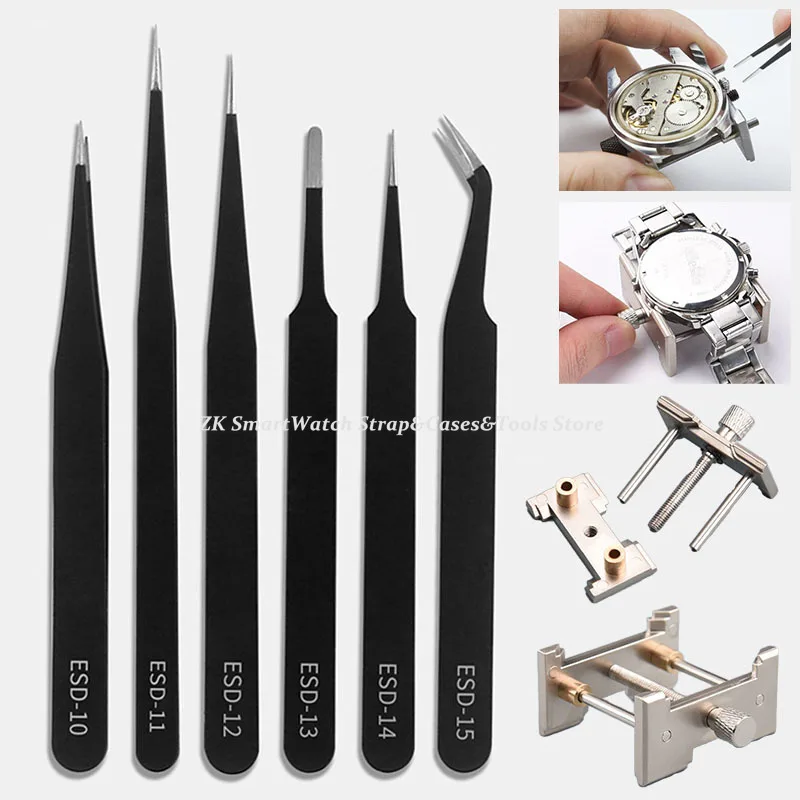 Precision Anti-Static 6Pcs/Set Curved Straight Tweezers ESD Tweezers Stainless Steel Industrial Repair Tools Movement Holder
Precision Anti-Static 6Pcs/Set Curved Straight Tweezers ESD Tweezers Stainless Steel Industrial Repair Tools Movement Holder