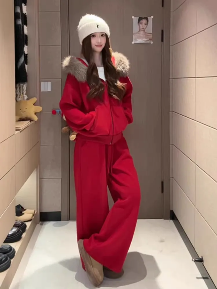 Thickened Fleece Women's Sportswear Set with Hooded Open Cardigan Sweatshirt And Long Pants Two-Piece Casual Sportswear for N...
Thickened Fleece Women's Sportswear Set with Hooded Open Cardigan Sweatshirt And Long Pants Two-Piece Casual Sportswear for N...