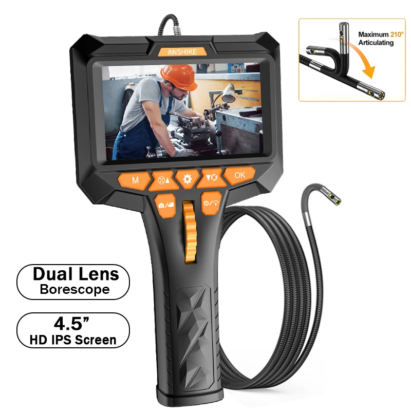 Dual Lens 4.5-inch screen 360°rotating industrial endoscope 6/3.9mm HD lens car repair carbon deposit sewer waterproof
Dual Lens 4.5-inch screen 360°rotating industrial endoscope 6/3.9mm HD lens car repair carbon deposit sewer waterproof