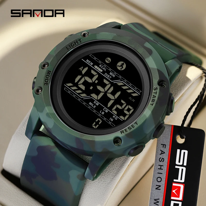 SANDA Fashion Men's Electronic Watch Multifunctional Camouflage Alarm Clock Sports Luminous Waterproof LED Digital Wristwatches
SANDA Fashion Men's Electronic Watch Multifunctional Camouflage Alarm Clock Sports Luminous Waterproof LED Digital Wristwatches