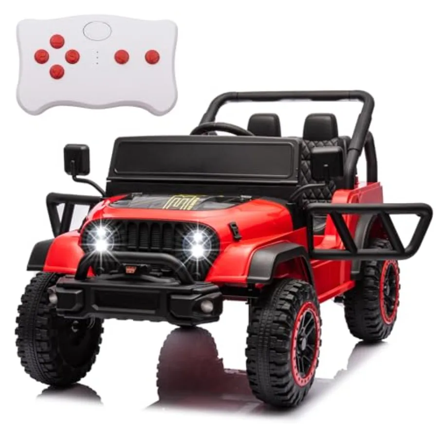 Off-road kids' ride-on truck: 24V battery-powered, red, steel frame, remote control, LED headlights, Bluetooth audio
Off-road kids' ride-on truck: 24V battery-powered, red, steel frame, remote control, LED headlights, Bluetooth audio