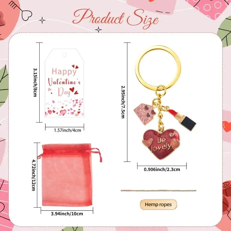 Zinc Alloy Heart Keychains Party With Elegant Organza Bags Valentines Day Decorative Gift Set Of 18 J0MC
Zinc Alloy Heart Keychains Party With Elegant Organza Bags Valentines Day Decorative Gift Set Of 18 J0MC