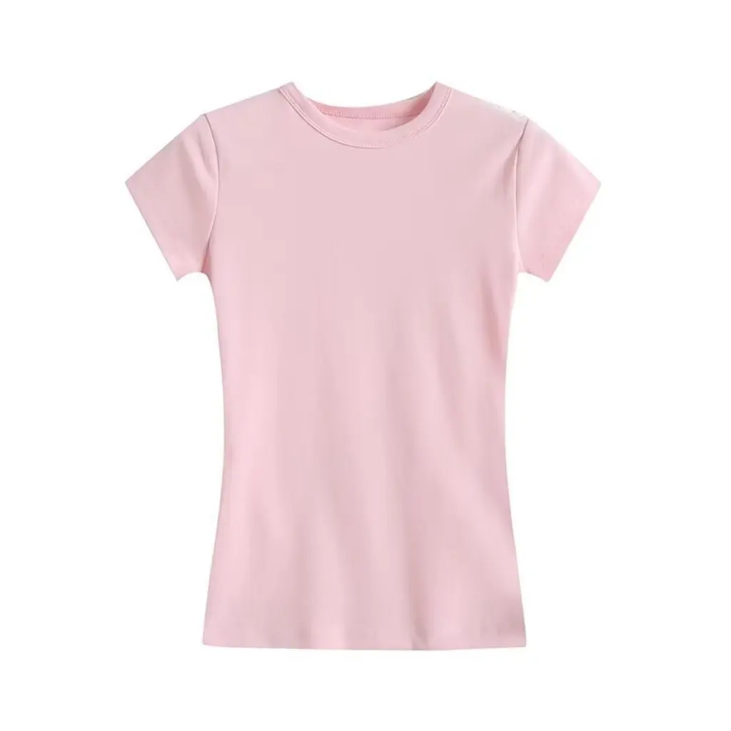 Women's American-Style Short-Sleeved T-Shirt Solid Color Slim Fit round Neck Early Spring Sports Inner Top Slimming Bottoming
Women's American-Style Short-Sleeved T-Shirt Solid Color Slim Fit round Neck Early Spring Sports Inner Top Slimming Bottoming