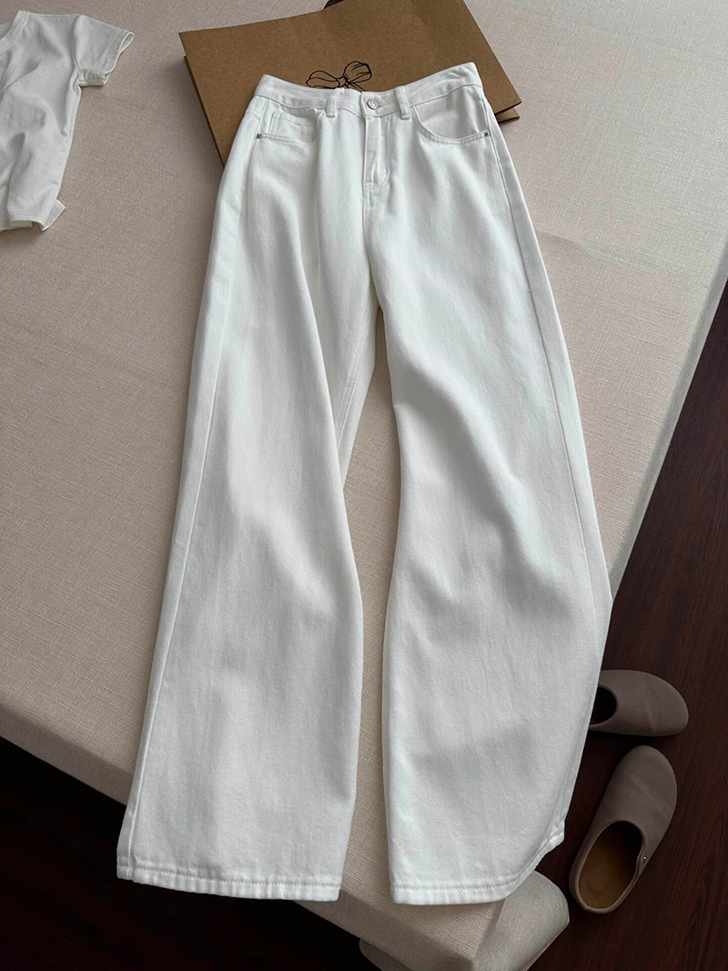 White Wide Leg Jeans For Women Korean Style High Waist Loose Denim Pants 2026 New Buckle Straight Leg Floor Length Pants
White Wide Leg Jeans For Women Korean Style High Waist Loose Denim Pants 2026 New Buckle Straight Leg Floor Length Pants