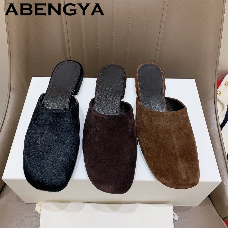 2026 Summer Suede Leather Half Slippers Women High Quality Wrap Toe Slip-On Lazy Mules Ladies Concise Casual Flat Slippers Femme
2026 Summer Suede Leather Half Slippers Women High Quality Wrap Toe Slip-On Lazy Mules Ladies Concise Casual Flat Slippers Femme