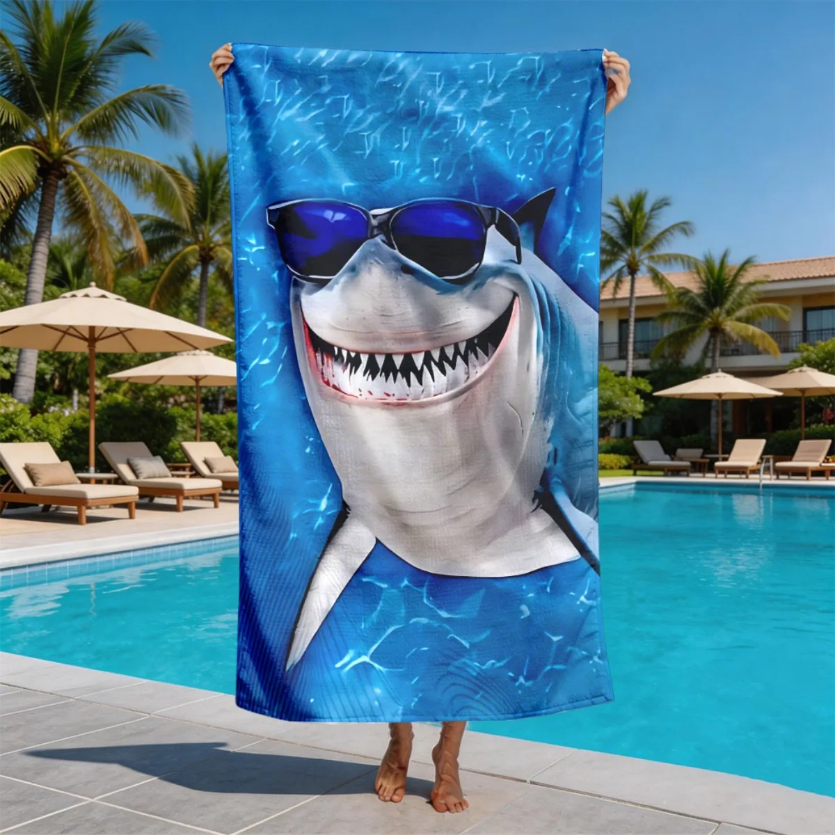 Funny sunglasses with shark pattern polyester microfiber beach towel is highly absorbent, suitable for swimming beach outings
Funny sunglasses with shark pattern polyester microfiber beach towel is highly absorbent, suitable for swimming beach outings