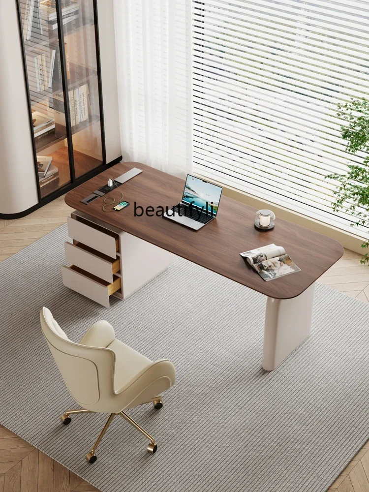 Black walnut leather retro study desk solid wood home study table bedroom computer table and chairs
Black walnut leather retro study desk solid wood home study table bedroom computer table and chairs