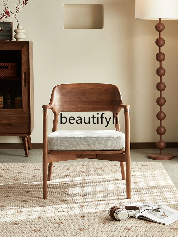 North American black walnut leisure chair Nordic single sofa chair living room solid wood soft bag chair
North American black walnut leisure chair Nordic single sofa chair living room solid wood soft bag chair