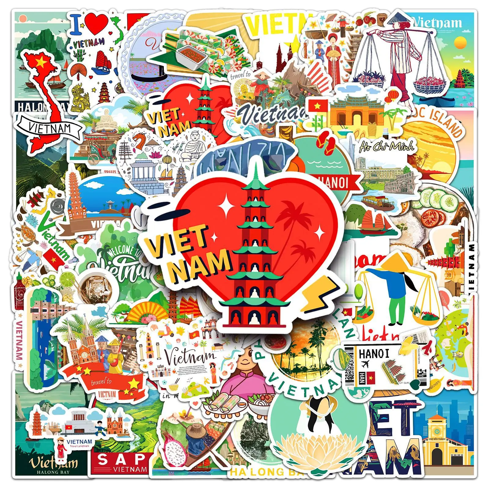 50PCS Aesthetic Vietnam Stickers Pack Kawaii Sa Pa Ha Long Bay Viet Nam Decals for Water Bottle Laptop Notebook DIY Crafts
50PCS Aesthetic Vietnam Stickers Pack Kawaii Sa Pa Ha Long Bay Viet Nam Decals for Water Bottle Laptop Notebook DIY Crafts