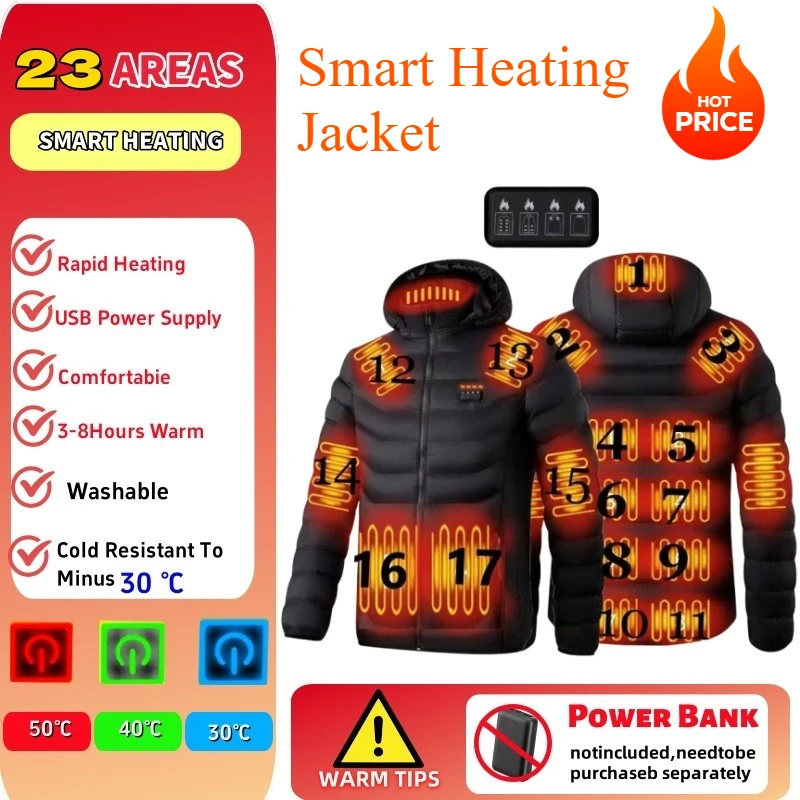 Mens Smart Heated Jacket USB Thermal Winter Coat Temperature Control 3 Mode Electric Heating Windproof Parka Outdoor Warm Coat
Mens Smart Heated Jacket USB Thermal Winter Coat Temperature Control 3 Mode Electric Heating Windproof Parka Outdoor Warm Coat