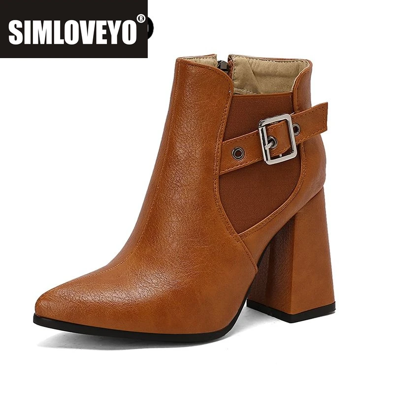 SIMLOVEYO Роскошные женские ботильоны с острым носком, массивный каблук 10 см, застежка-молния, пряжка ремня, большой размер 48 49 50, классические повседневные женские ботильоны 
SIMLOVEYO Роскошные женские ботильоны с острым носком, массивный каблук 10 см, застежка-молния, пряжка ремня, большой размер 48 49 50, классические повседневные женские ботильоны