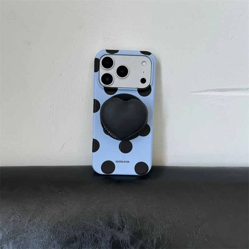 Cute Light Blue Polka Dot For MagSafe Phone Case For iPhone 17 16 15 14 Pro Max Magnetic Black Heart Grip Stand Aesthetic Protec
Cute Light Blue Polka Dot For MagSafe Phone Case For iPhone 17 16 15 14 Pro Max Magnetic Black Heart Grip Stand Aesthetic Protec