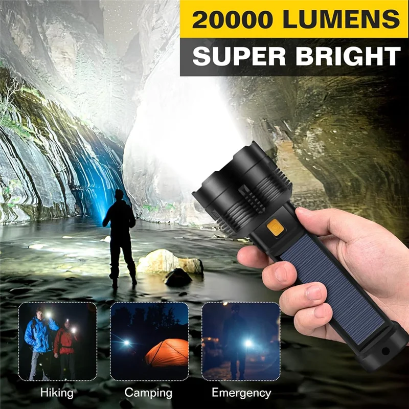 A76X-2 Pack Solar Powered Rechargeable LED Flashlight For Home, Camping, Hiking, Emergencies, Adventures
A76X-2 Pack Solar Powered Rechargeable LED Flashlight For Home, Camping, Hiking, Emergencies, Adventures