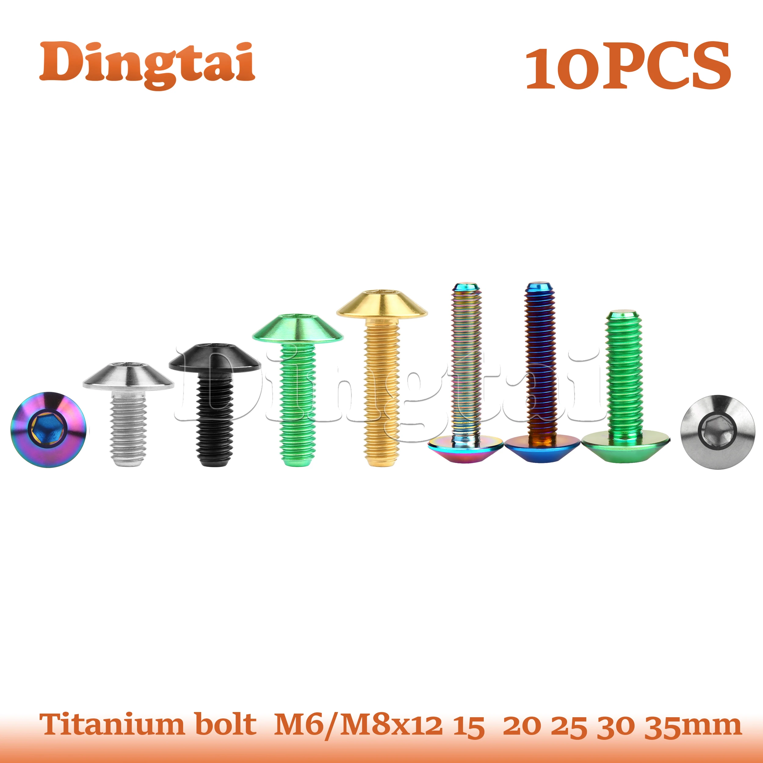 Титановые болты Dingtai, 10 шт., M6, M8x12/15/20/25/30/35 мм, с шестигранной головкой под шестигранник, для крепления мотоциклов и велосипедов
Титановые болты Dingtai, 10 шт., M6, M8x12/15/20/25/30/35 мм, с шестигранной головкой под шестигранник, для крепления мотоциклов и велосипедов