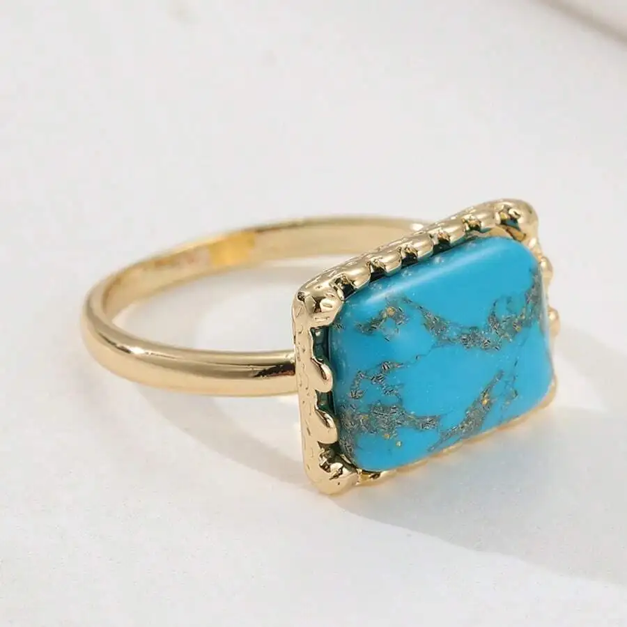 Bohemian Style Copper Ring With Artificial Turquoise Inlay Unisex Fashion Jewelry For Party Wedding
Bohemian Style Copper Ring With Artificial Turquoise Inlay Unisex Fashion Jewelry For Party Wedding