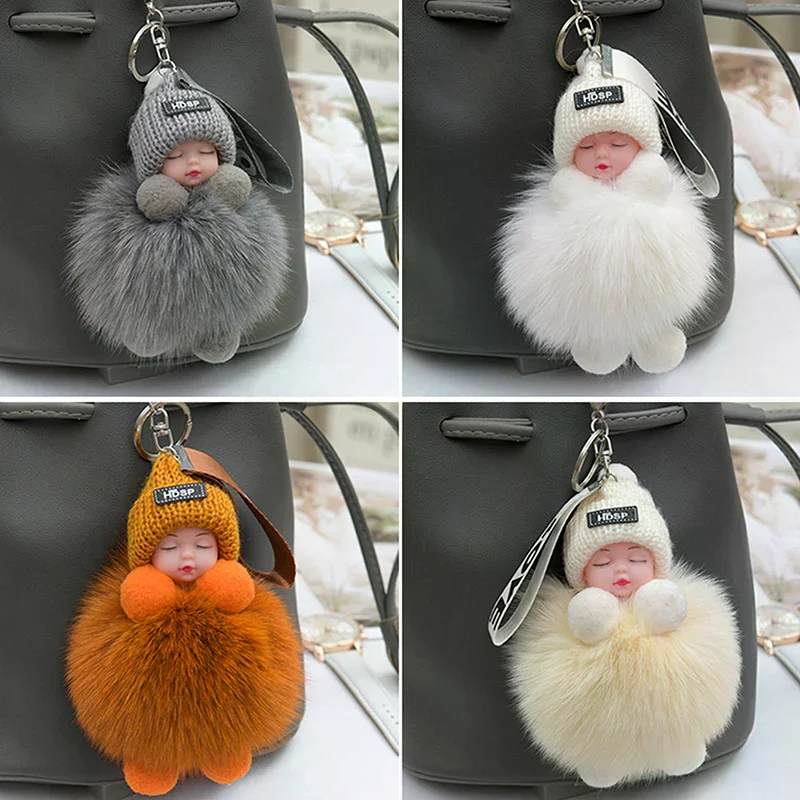 Pompom Sleeping Baby Keychain Cute Fluffy Plush Doll Keyholder Women Girl Bags Keyrings Cars Gift Charming Decoration
Pompom Sleeping Baby Keychain Cute Fluffy Plush Doll Keyholder Women Girl Bags Keyrings Cars Gift Charming Decoration