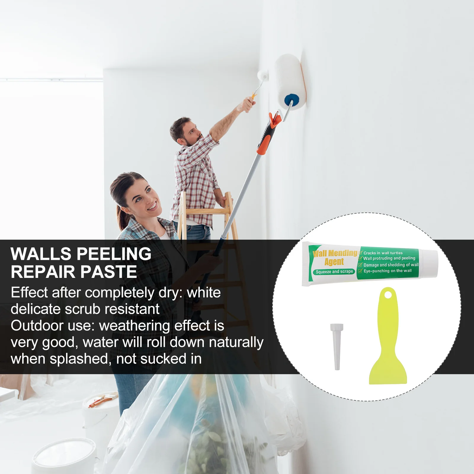 1 Set Wall Repair Paste Kit White Waterproof For Cracks Holes Peeling Walls Outdoor Indoor Use Gap Filler Tool Mending Cream
1 Set Wall Repair Paste Kit White Waterproof For Cracks Holes Peeling Walls Outdoor Indoor Use Gap Filler Tool Mending Cream
