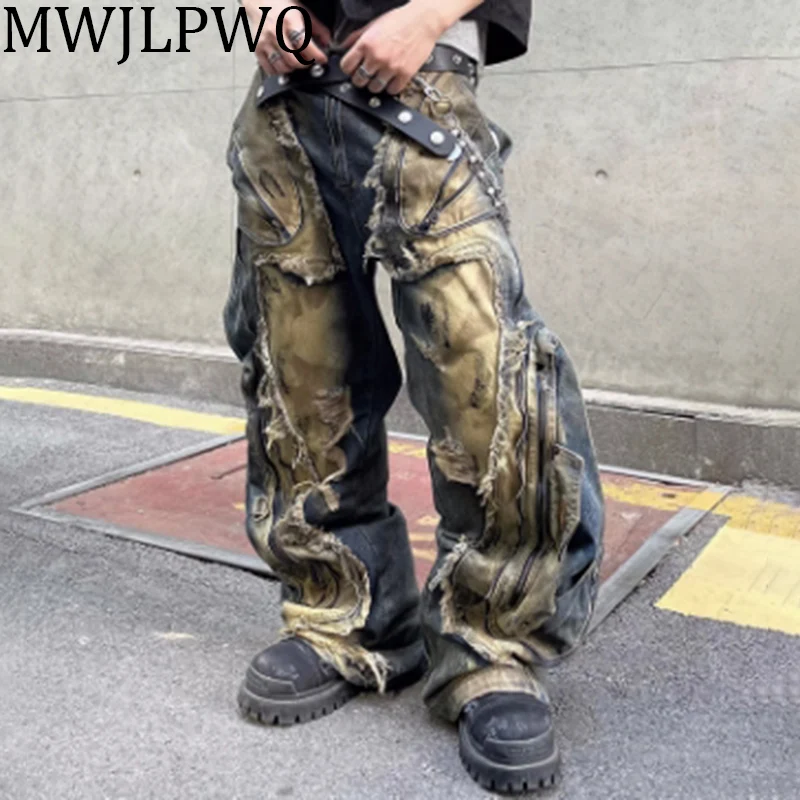 MWJLPWQ Irregular Deconstructed Stains Straight Jeans Street Y2K Heavy Distress Spliced Rough Edge Denim Wide Leg Pants 010432
MWJLPWQ Irregular Deconstructed Stains Straight Jeans Street Y2K Heavy Distress Spliced Rough Edge Denim Wide Leg Pants 010432