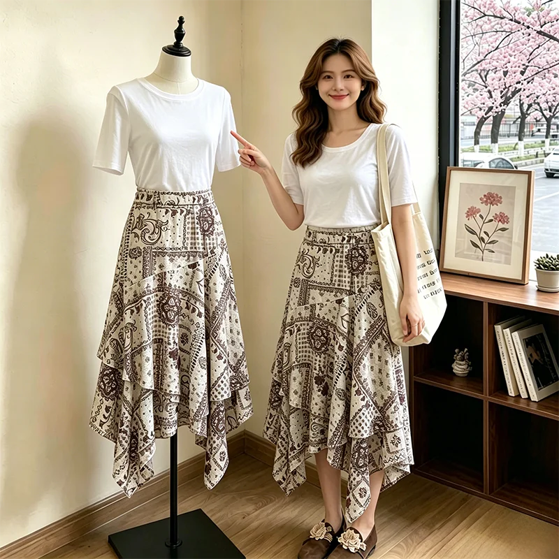 Floral Print Midi Skirt European Style plus Size Women's Clothing Summer New Arrival A-Line Half-length Skirt Artistic Commute
Floral Print Midi Skirt European Style plus Size Women's Clothing Summer New Arrival A-Line Half-length Skirt Artistic Commute